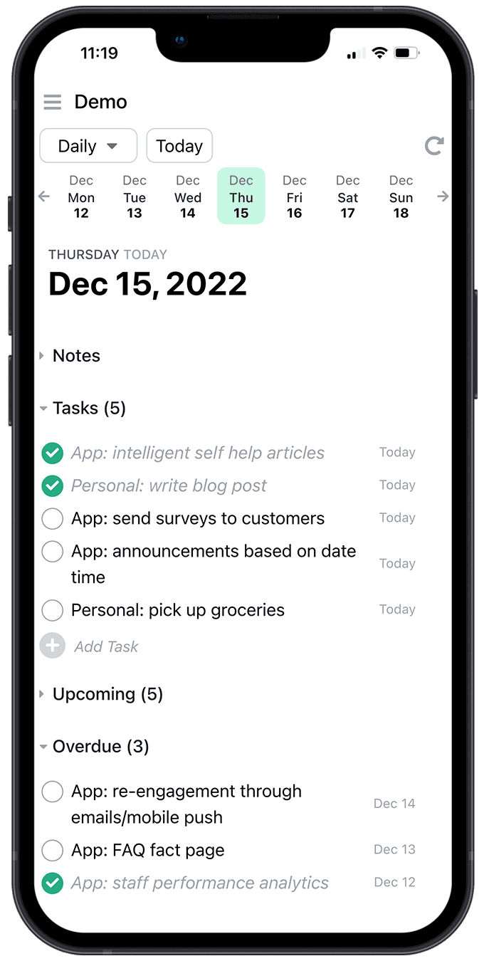 Mobile App screenshot