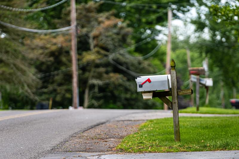 Traditional american mailbox on side of road 