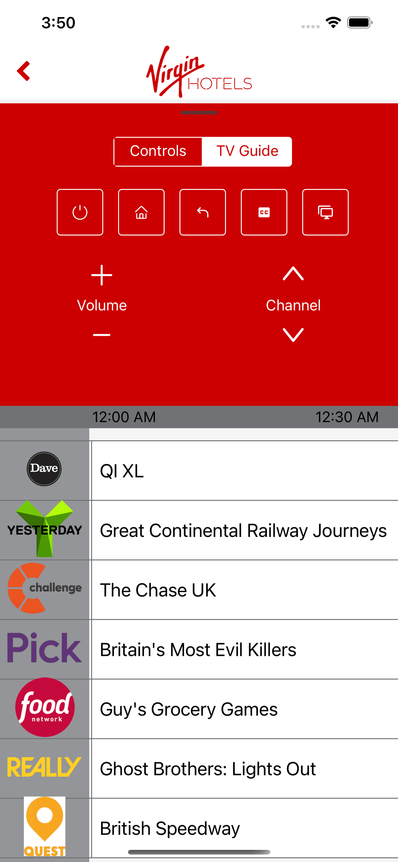 Virgin TV Remote Channel List