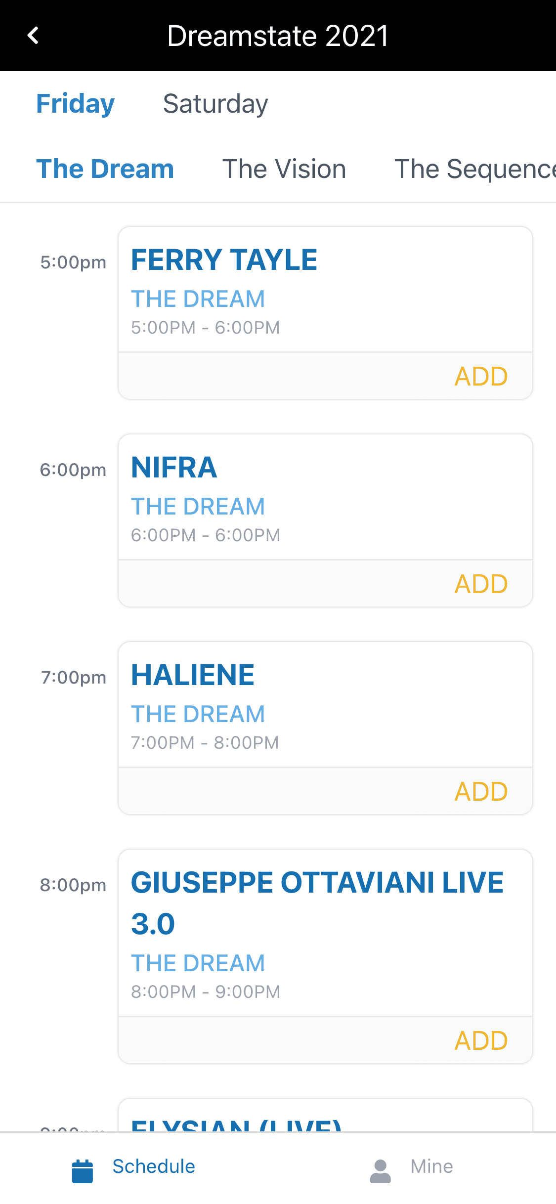 Festival RN Schedule