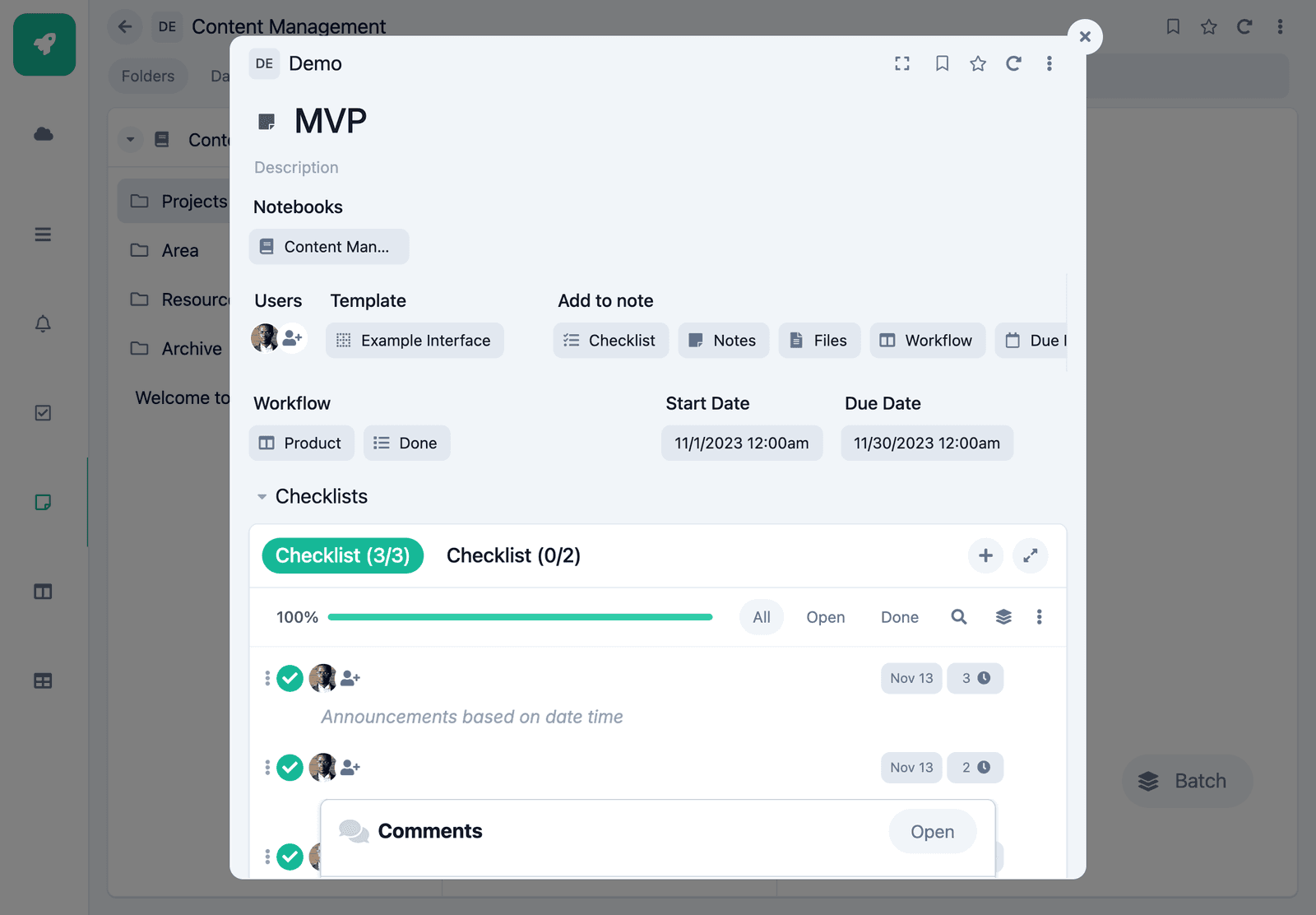 Notebook Note Modal